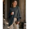 YYFS Women's Fashion Casual Fall Winter Solid Color Print Long Sleeve O-Neck Sweaters
