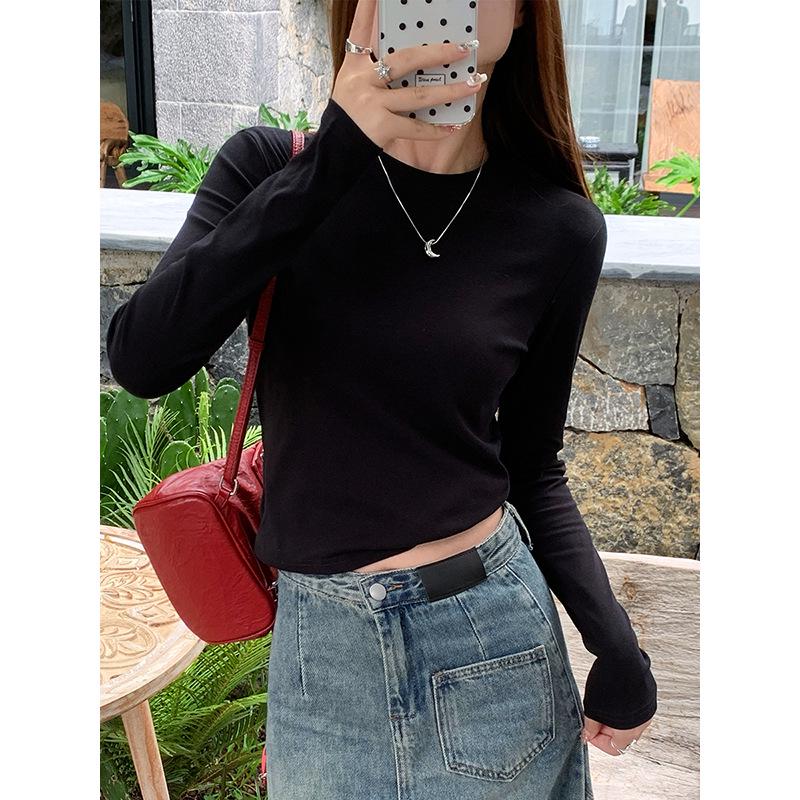 Women's Long Sleeve Slim Fit Red T-Shirt - Stylish Spring/Autumn Base Layer 2025