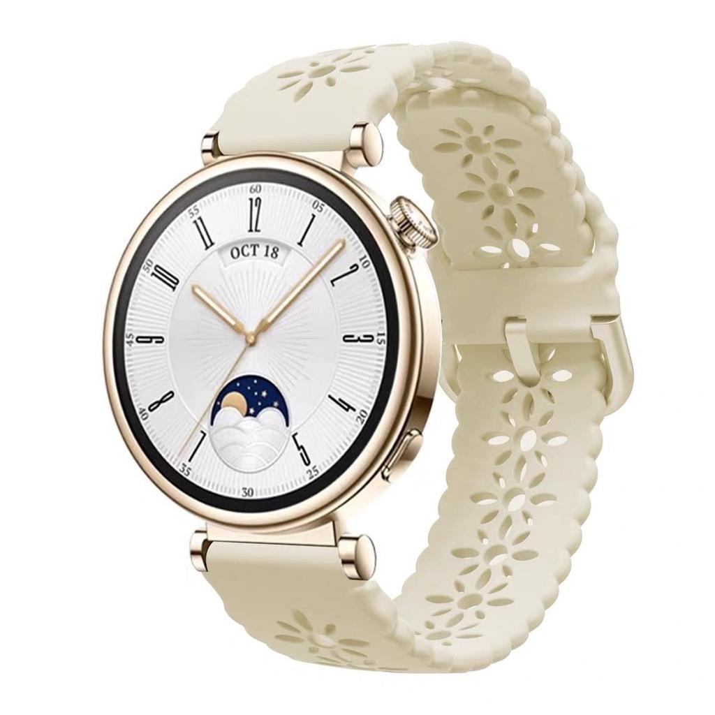 20mm 22mm Snowflake Pattern Hollow Silicone Replacement Strap for Sports Smart Watch Compatible with HUAWEI Watch Samsung Galaxy Watch Amazfit Watch