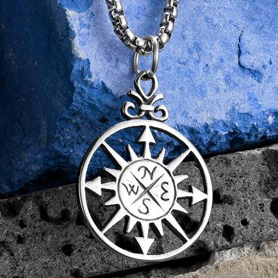 Símbolo de Bússola Simples Joias de Aço Inoxidável Colares Masculinos Com Pingente Para Homens Mulheres Punk Hip Hop Acessórios Presentes
