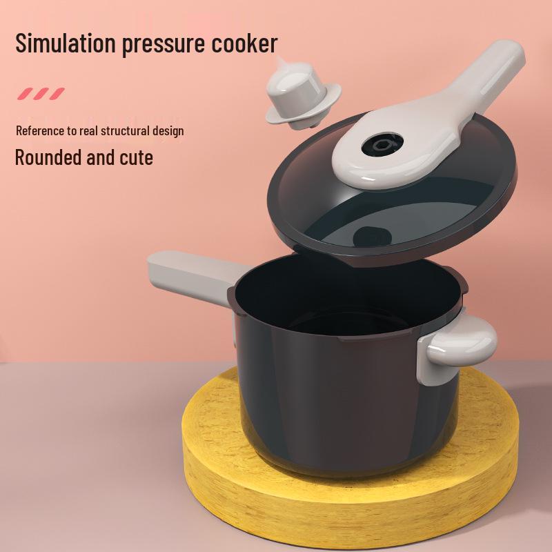 Large Pink Simulation Kitchen Playset for Kids: Includes Pressure Cooker, Induction Cooker, and Rice Cooker for Boys and Girls.