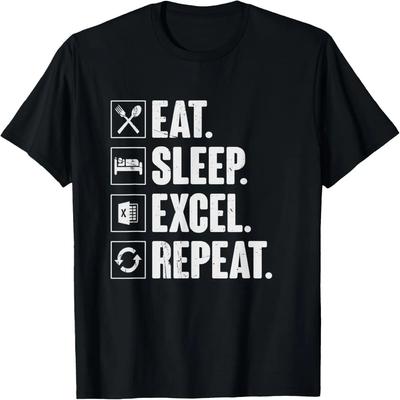 Manger Dormir Excel Répéter T-shirt Excel Vintage Rétro Drôle