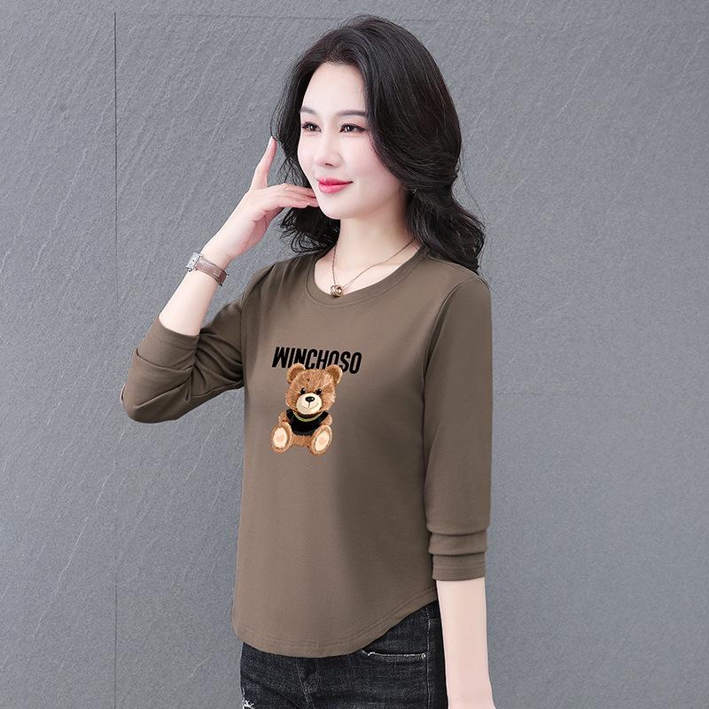 

Женский свободный топ Khmer 2025 с длинными рукавами и круглым вырезом — стиль весна-осень 2XL (120-135 Jin) кофейный