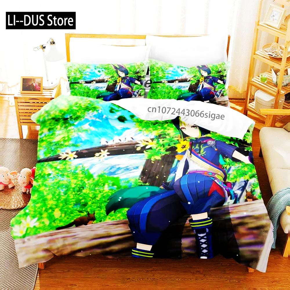 Capa de Edredom Kawaii Genshin Impact Tighnari Para Quarto de Meninos Tamanho Solteiro Twin Full Queen King 2025 Capa de Colcha Fronha