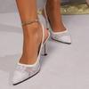 Fashion New Women Thin Heel Hollow Sandals Woman Lace Flowers Pointed Toe High Heels Womens Shoe High Heel Pumps Wedding Shoes