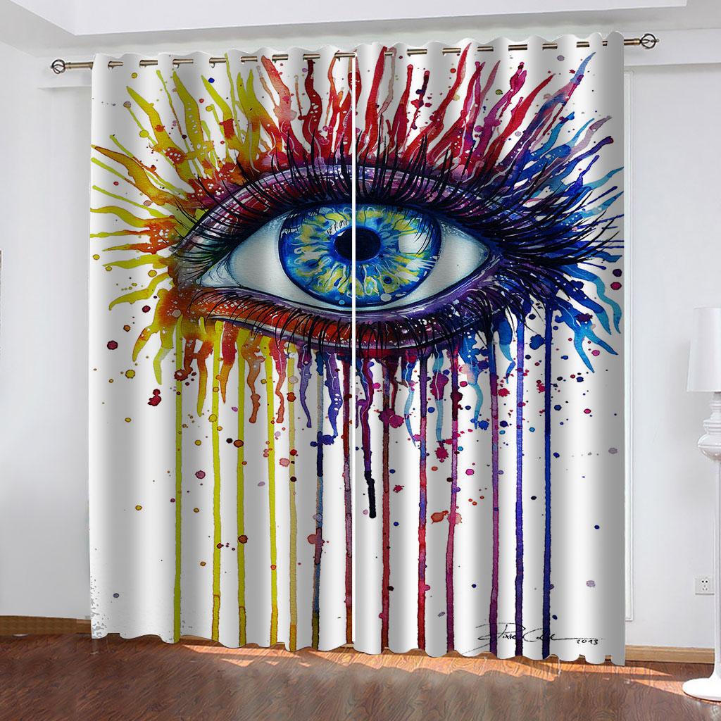HUANZHUANG Curtain for Kids Room Multicoloured and Gorgeous Print Bedroom Set, Curtains for Living Room Window Treatment Drapes