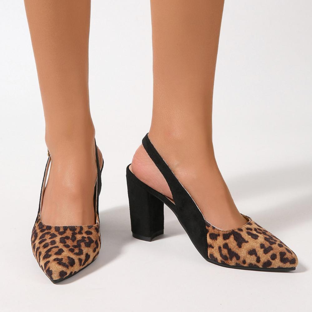 Women Leopard Print High Heels Sexy Pointed Toe Stiletto Heel Sandals Sumer Elegant  Chic Party High Heels Shoes Size 36-42