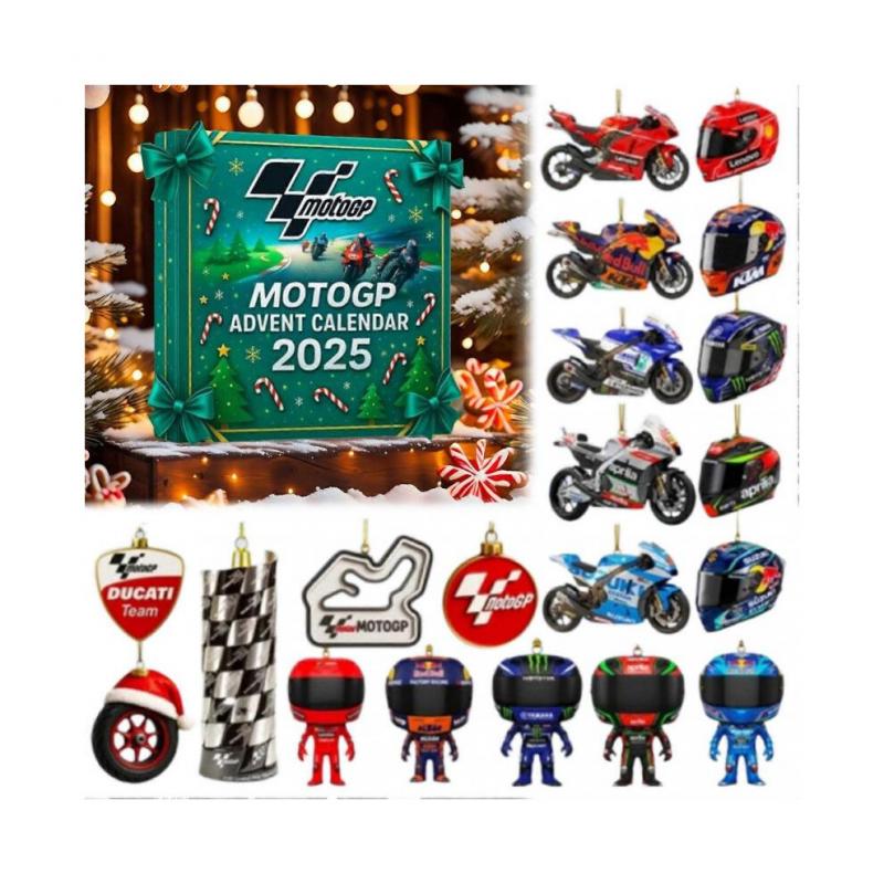 Motocyklový adventní kalendář 2025 - 20 dní odpočítávání do Vánoc, dárek pro milovníky a jezdce motocyklů, 2D akrylová motocyklová vánoční dekorace