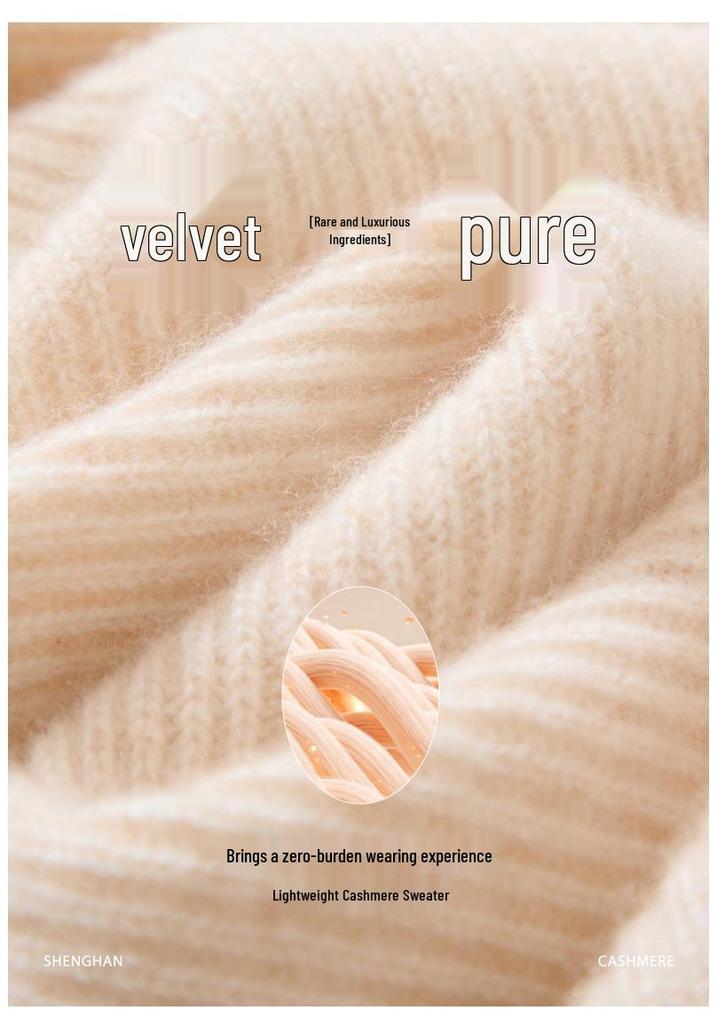 Women's Double-Strand Thickened Cashmere Sweater - Half-High Collar, Loose Fit, Autumn/Winter Pullover Knit Base Layer.
