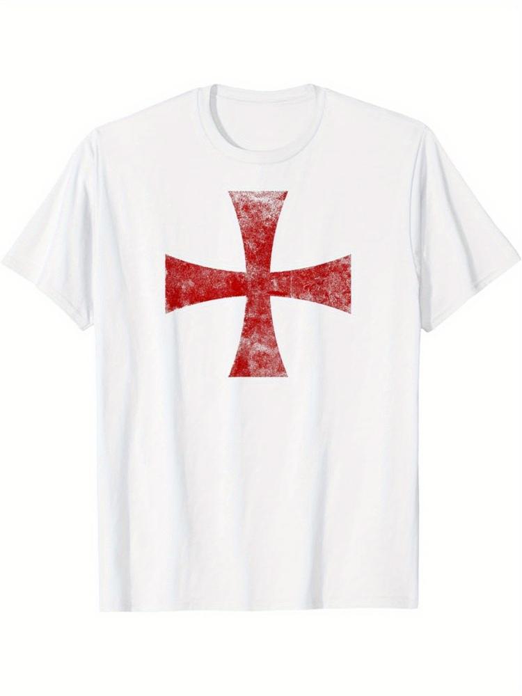 

Templar Cross Simple Christian Temple Cross design100 cotton summer Oneck short sleeve casual printed mens Tshirt S