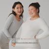 220g 95% Cotton Women's Autumn Warm Set: Antibacterial Round Neck Base Layer & Trousers.
