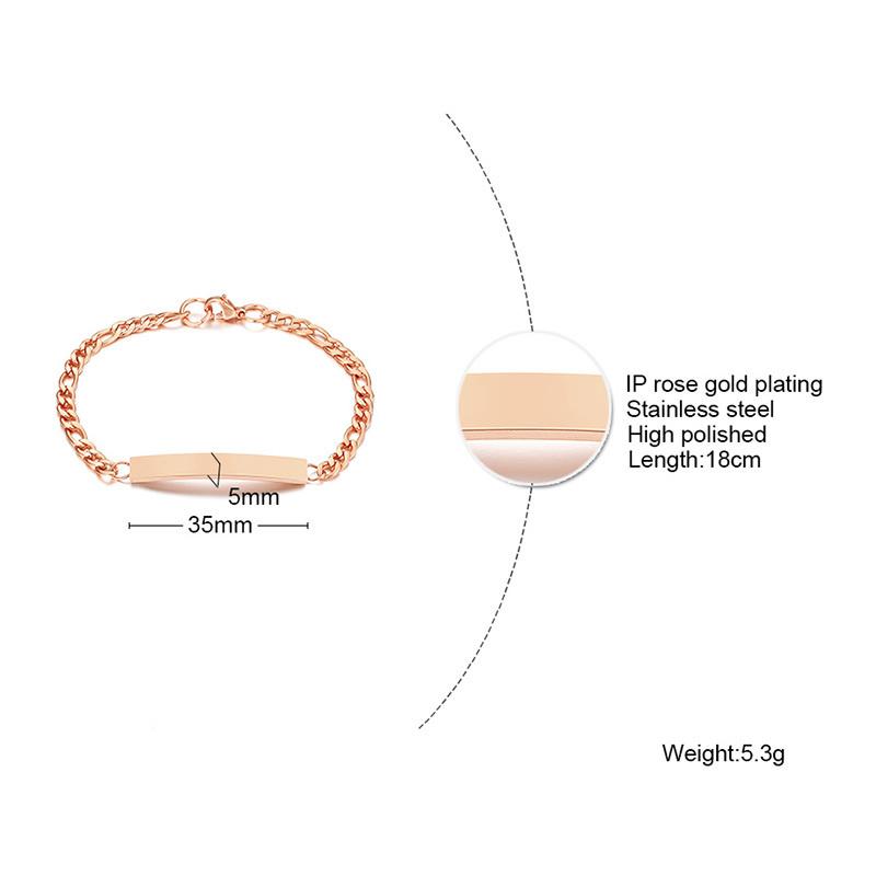 Elegant Personalized ID Bar Bracelets for Women 5mm Thin Stainless Steel Link Chain Custom Quotes BFF Bracelet Gift Jewelry