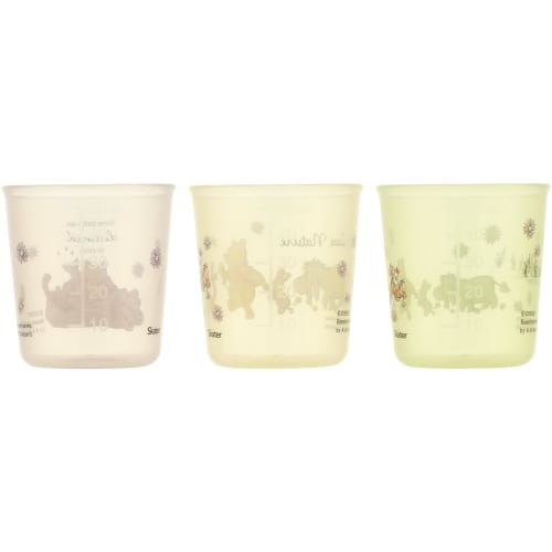 Skater Antibacterial Baby Cups for Practice, Small, 60ml, Ages 4 Months and Up, Set of 3, Disney Winnie the Pooh Picnic Design, BCUP1AG-A