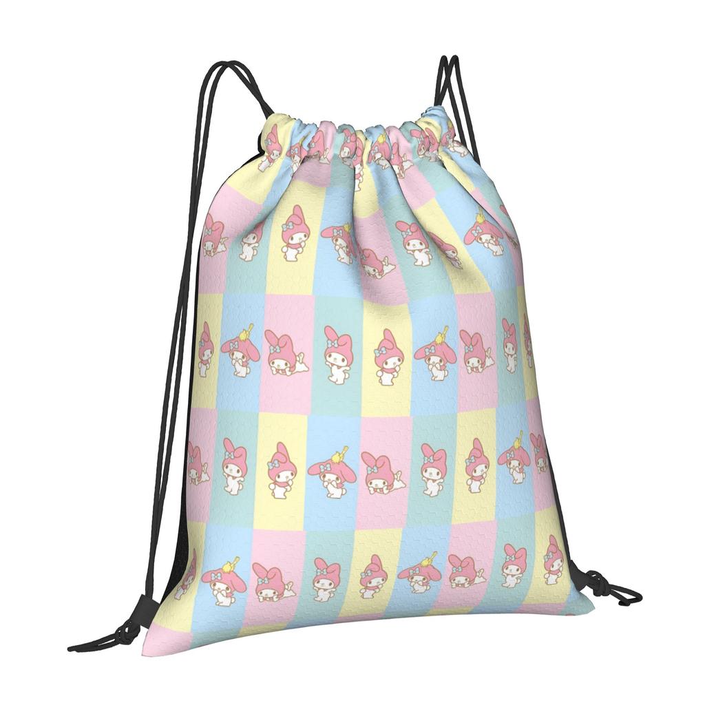 Custom M-Melodies Drawstring Bag Women Men Portable Sports Gym Sackpack Cute Rabbit Shopping Storage Backpacks