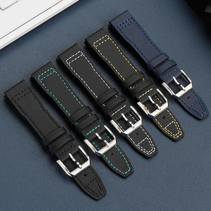 20mm 21mm Fabric Nylon Canvas Leather Bottom Watch Band for IWC Aviator Mark 18 Pilot Little Prince Portuguese Strap Watchband