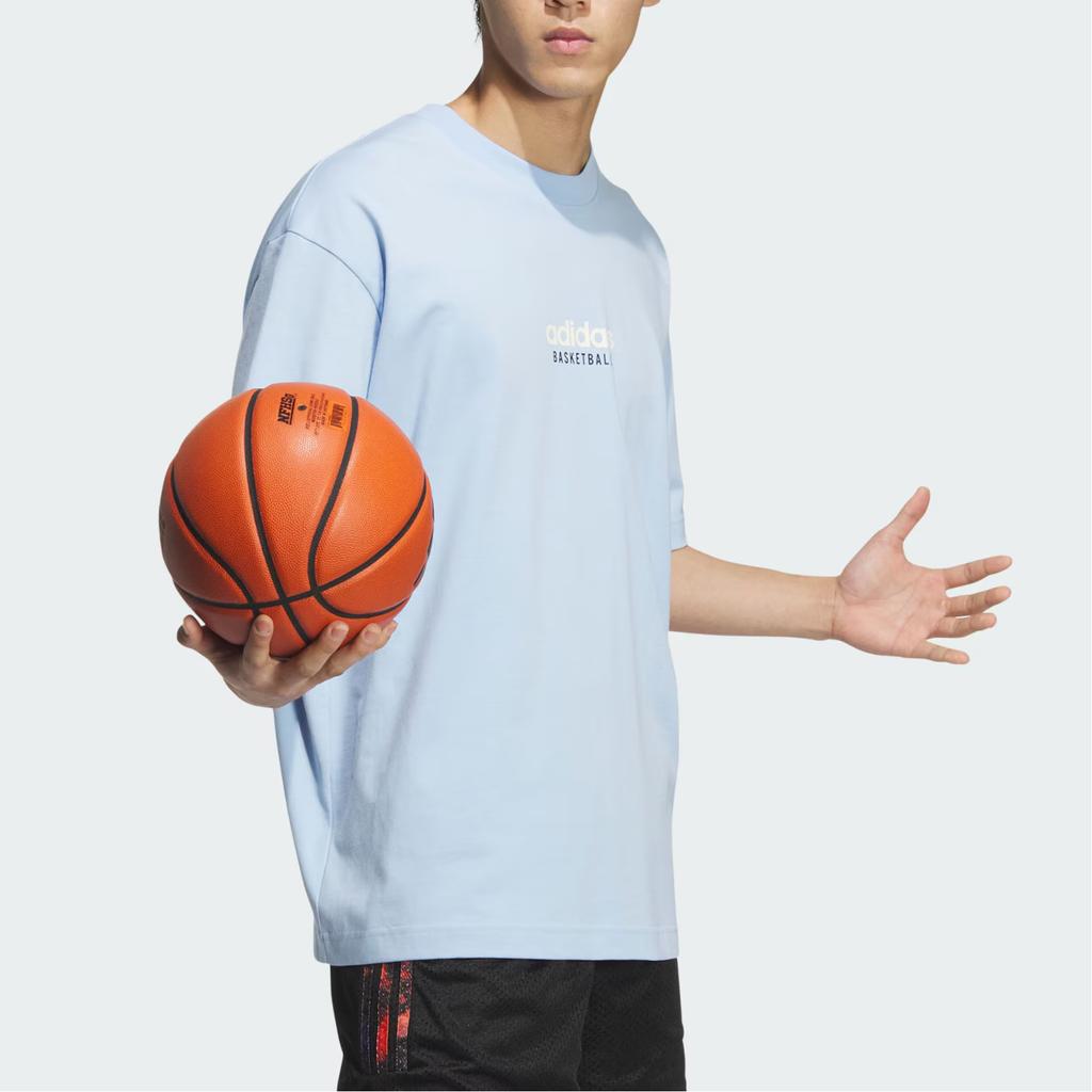 Adidas Graphic Play Basketball Printed Sports Crew Neck T-Shirt Men Tops Bright-Blue JD6404