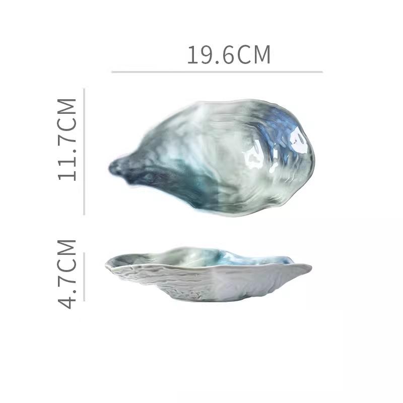 

Oyster Shaped Ceramic Plate Household Sashimi Plate Kiln Turned Vegetable Dish Tableware Sushi Plate Bread Plates Tableware