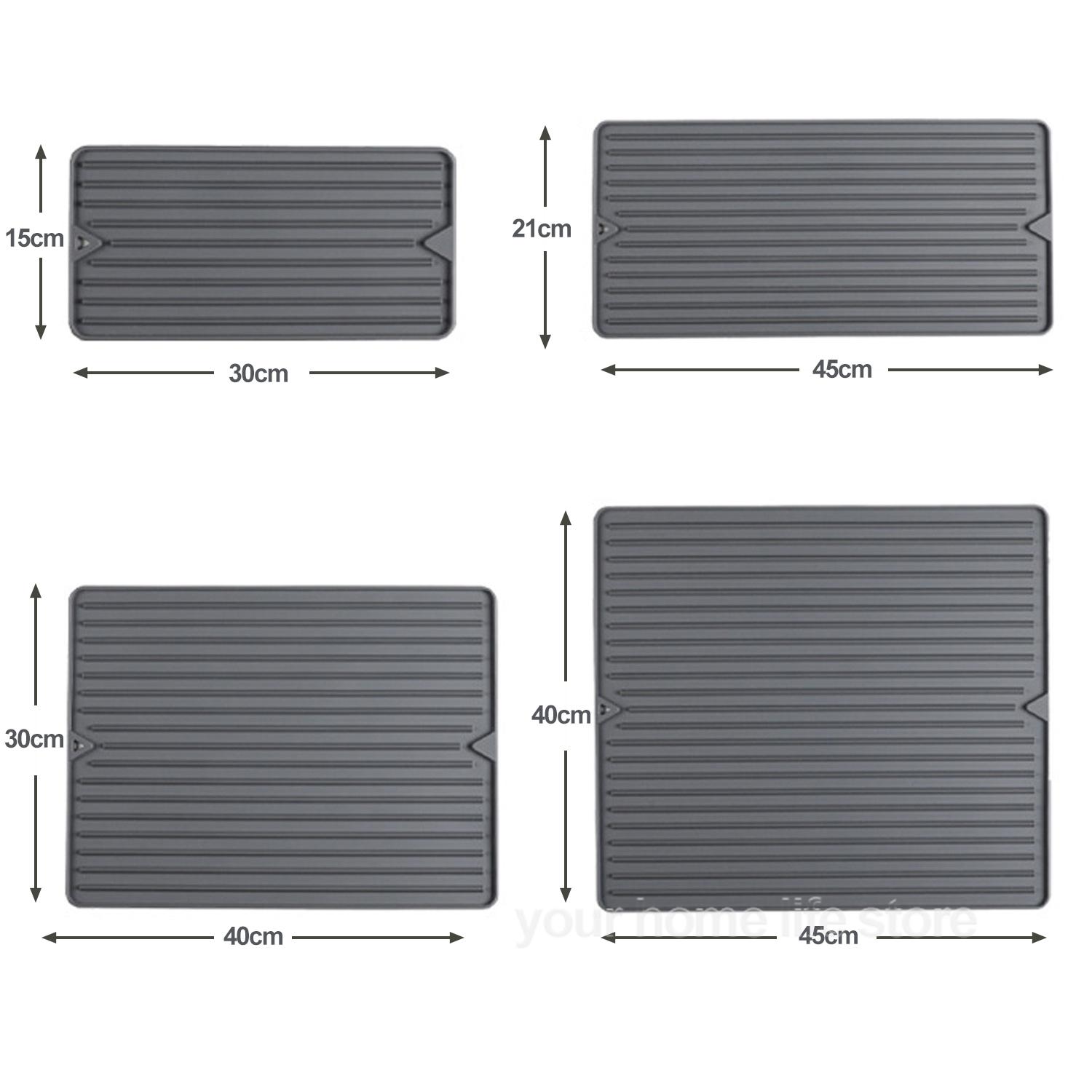 Silicone Dish Drying Mat for Kitchen Counter-Eco Friendly Food Grade Silicone Drying Mat,Easy to Clean Heat Resistant Dish Mat 30x15cm серый