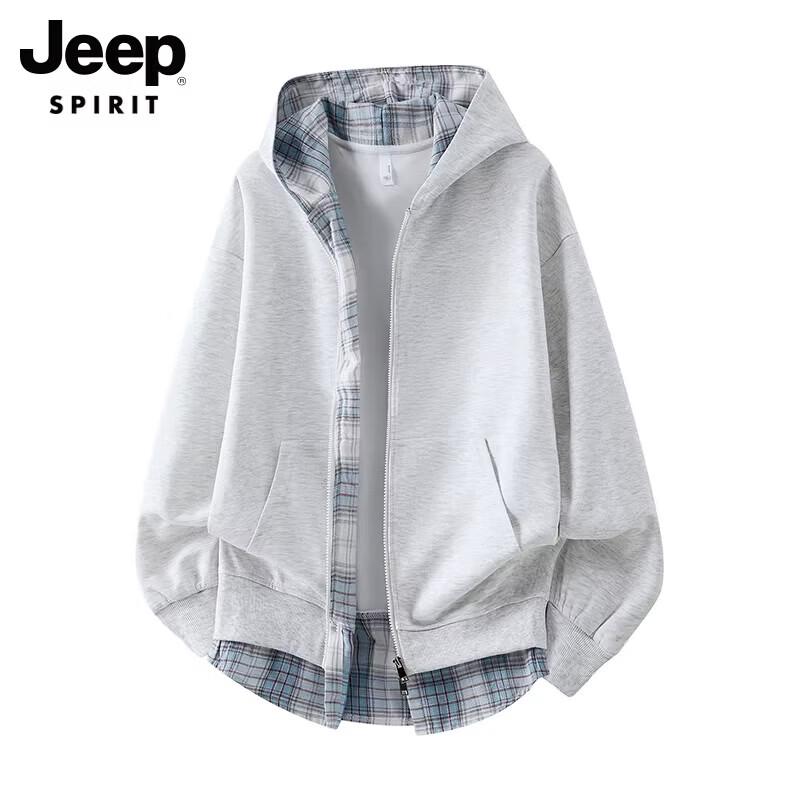 JEEP SPIRIT Unisex Faux Two-Piece Hooded Sweatshirt