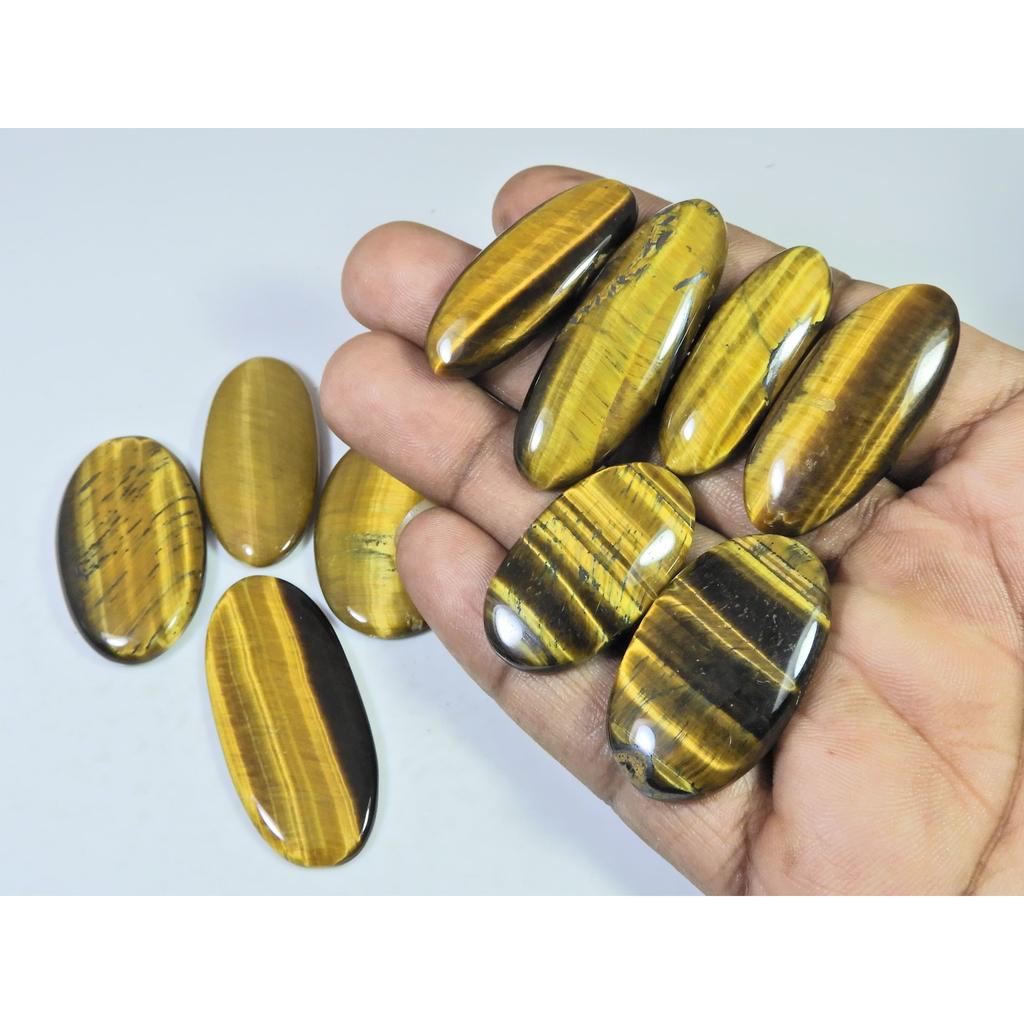 332Cts. Natürlicher Tigerauge Oval Cabochon Lose Edelsteine 10 Stück Los 34-44 MM C-715