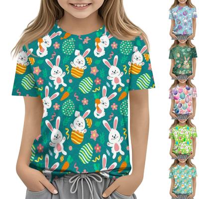 Children's Fashion Casual Short Sleeve Plant Printed Round Neck T-Shirt Top