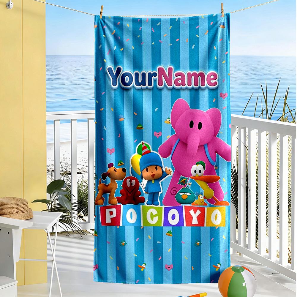 Pocoyo Customizable Name Beach Towel High Absorbency & Quick-Dry