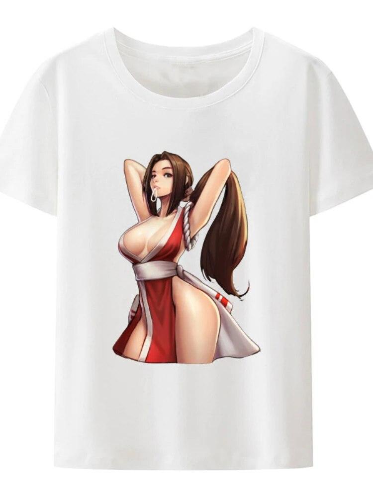 The King of Fighters Mai Shiranui Print T Shirt Womens Clothing Retro Hipster Streetwear Hip-hop Street Fashion Tops