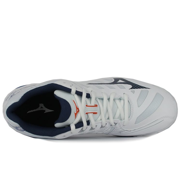 Mizuno Бело-темно-синие кроссовки унисекс Wave напряжения V1GA216022