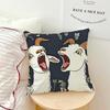 1PC Screaming Goat Sheep Embroidered Style Printed Pillow Cover Short Plush Polyester Cushion Case Animal Pillowcase Home Decor
