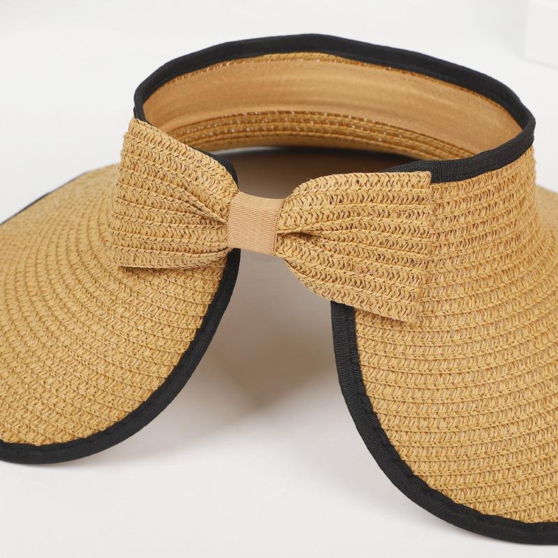 New Summer Folding Empty Top Hat Large Edge Sunshade UV Protection Sun Protection Hat Outdoor Sports Mountaineering Travel Straw Hat