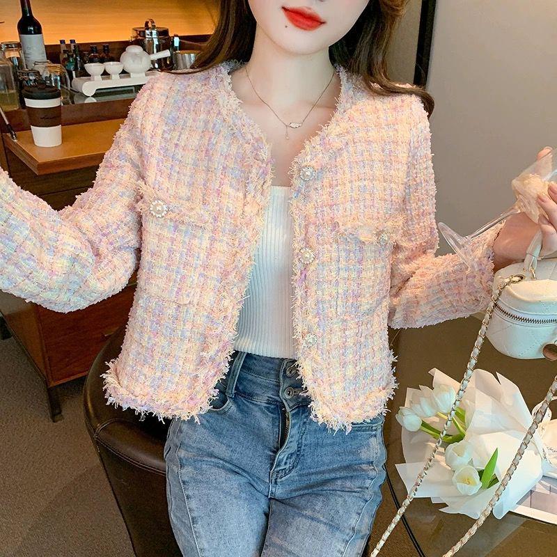 Chaqueta Holgada de Estilo Francés-Coreano de Gama Alta 2025: Top Versátil, Moderno, de Manga Larga, de Longitud Corta.