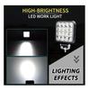 LED Off-Road Lights Square 16-LED Work Lights | 5-in-1 Function | IP67 Waterproof | 12V Aluminium Headlights 2-Pack