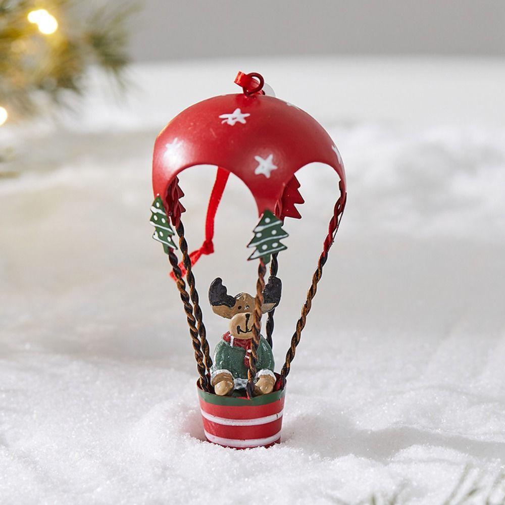 Iron Christmas Airplane Pendant Hot Air Balloon Santa Flying Plane Pilot Santa Ornaments Durable Decorative
