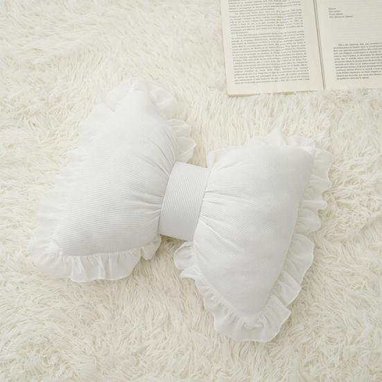 Bow-shaped Pillow Ruffle Lace Decor Fluffy PP Cotton Filling Holiday Adds Elegance And