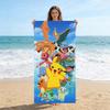 Sky Pokemon Beach Towel, Microfiber Quick Dry Breathable Large Size,Vacation Bathroom,Pikachu & Starters Print Towel for Kids