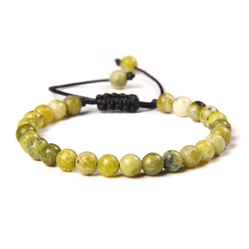Natural Stone 6mm Beads Bracelet Adjustable Rope String Braided Bracelets For Women Men Amethysts Red Agates Lava Beaded Bangles