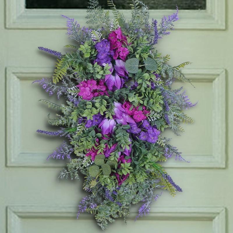 Purple Tulip Wreath, Tulip Lilac, Hyacinth, Hydrangea, Colorful, Spring/Summer Wreath, Home Decoration