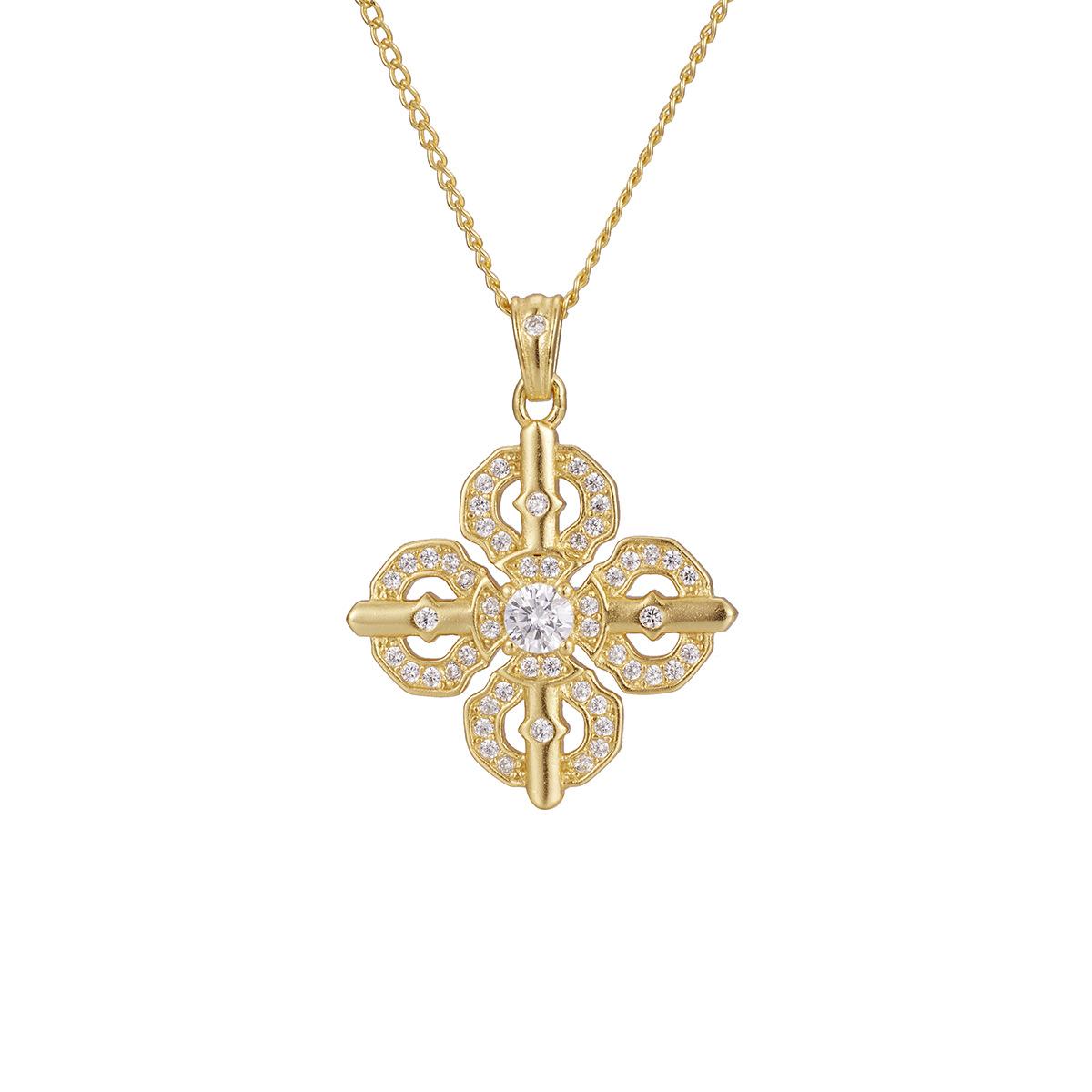 

Серебряное ожерелье S925 пробы с подвеской в виде креста в форме ваджры и пестика для женщин, украшенное бриллиантами, цепочка для свитера 925 Silver