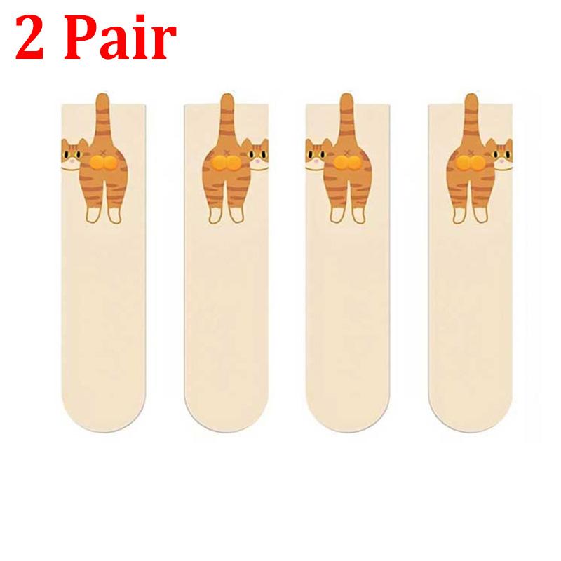 1/2 Pair Socks Funny Abstract 3D Cat Butt Mid-Tube Socks Cartoon Quirky Cotton Socks Cat Egg Floor Sock for Cute Girls Sock Gift