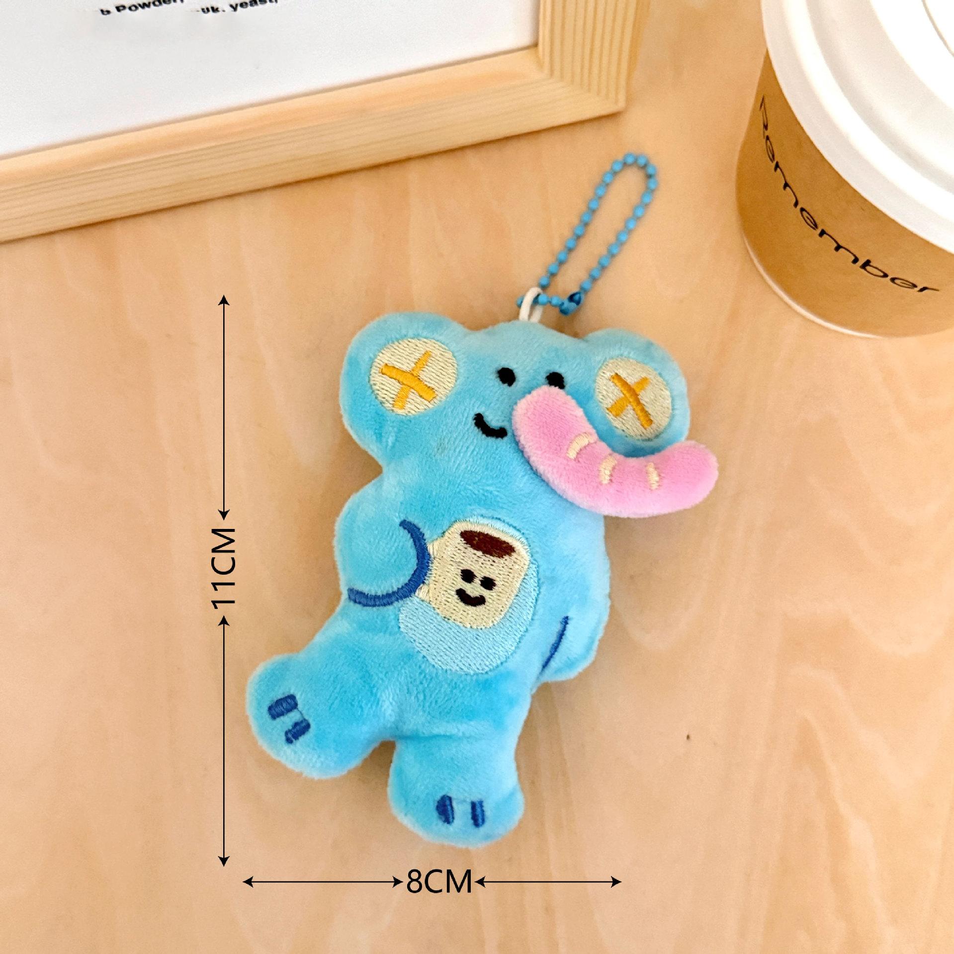 Cartoon plush toy pendant keychain cute pet backpack accessory girl backpack bead chain pendant gift