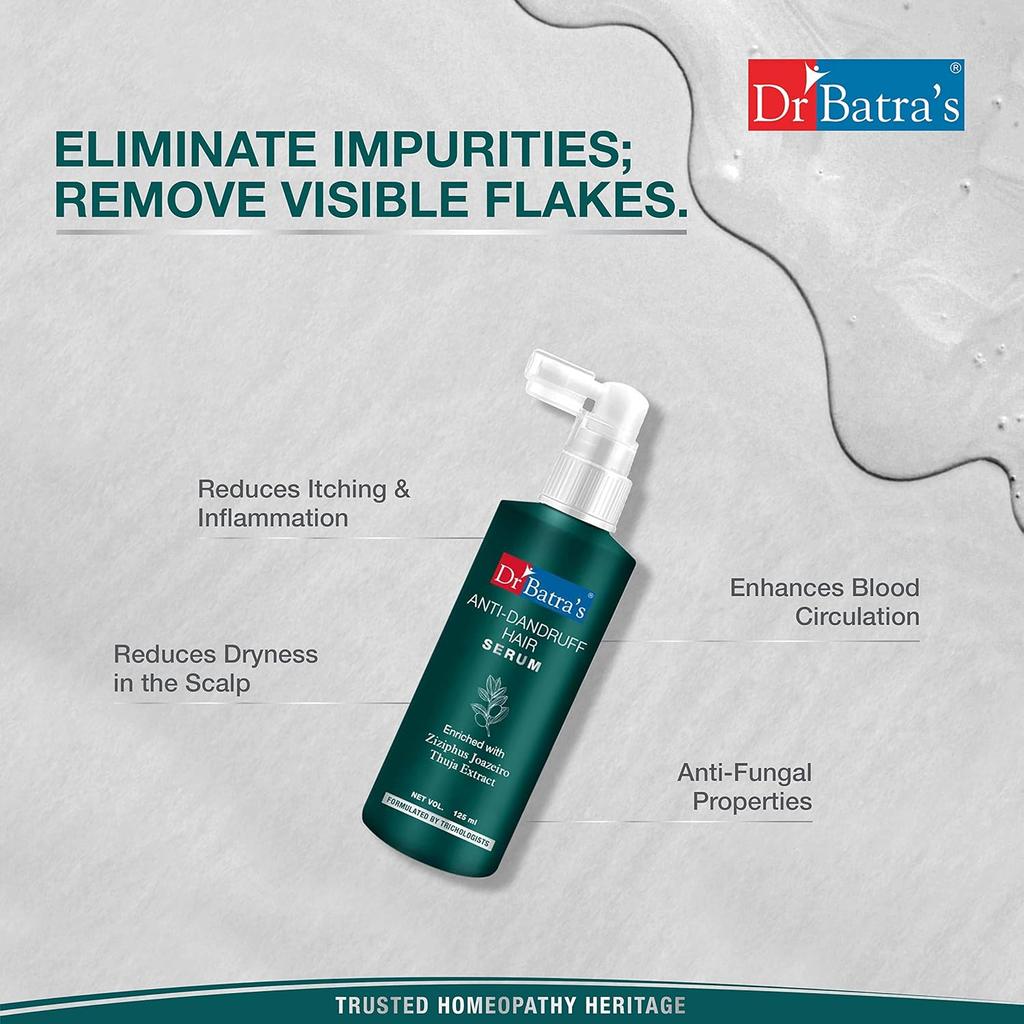 Dr Batra's Anti-Dandruff Hair Serum 125 ml Pack of 1, Natural Extracts for Healthy, Flake-Free Scalp, Paraben & Sulfate Free