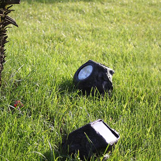 Outdoor Waterproof Solar Powered Yard Lawn Garden Rock Light Ground LED Lamp
