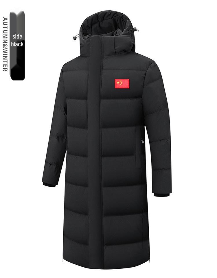 National Standard Long Down Jacket - Unisex Winter Training Coat for Students & Fans