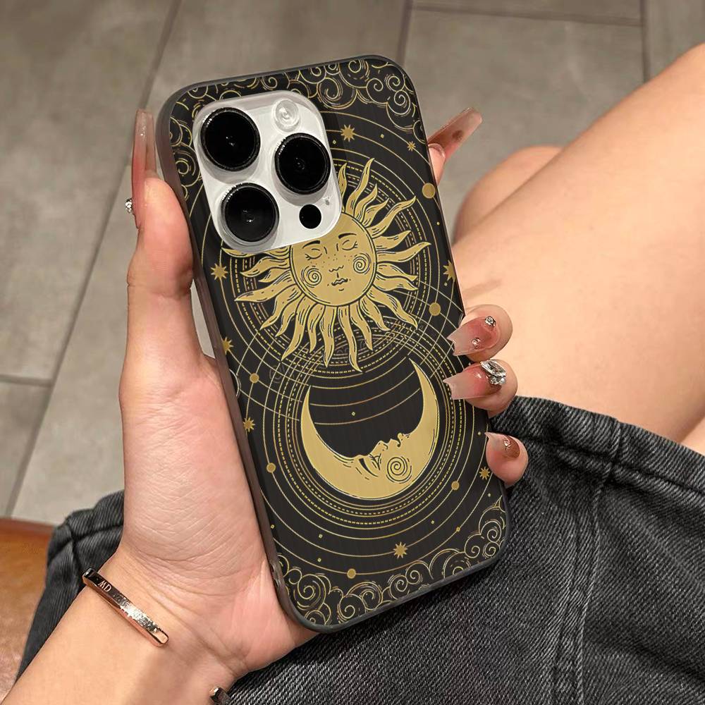 Witches Moon Tarot Mystery Totem Phone Case For IPhone 17 16 15 14 Plus 13 12 11 Pro Max Pro Wave Corrugated Cover