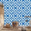 Wallpaper Casual checkerboard blue, white and azure 50x1000