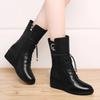 Fashion Round Toe Fleece-Lined Mid Calf Shoes Woman Fashion 2025 Footwear Comfortable and Elegant Boot Pu Y2k Half High Boots for Women