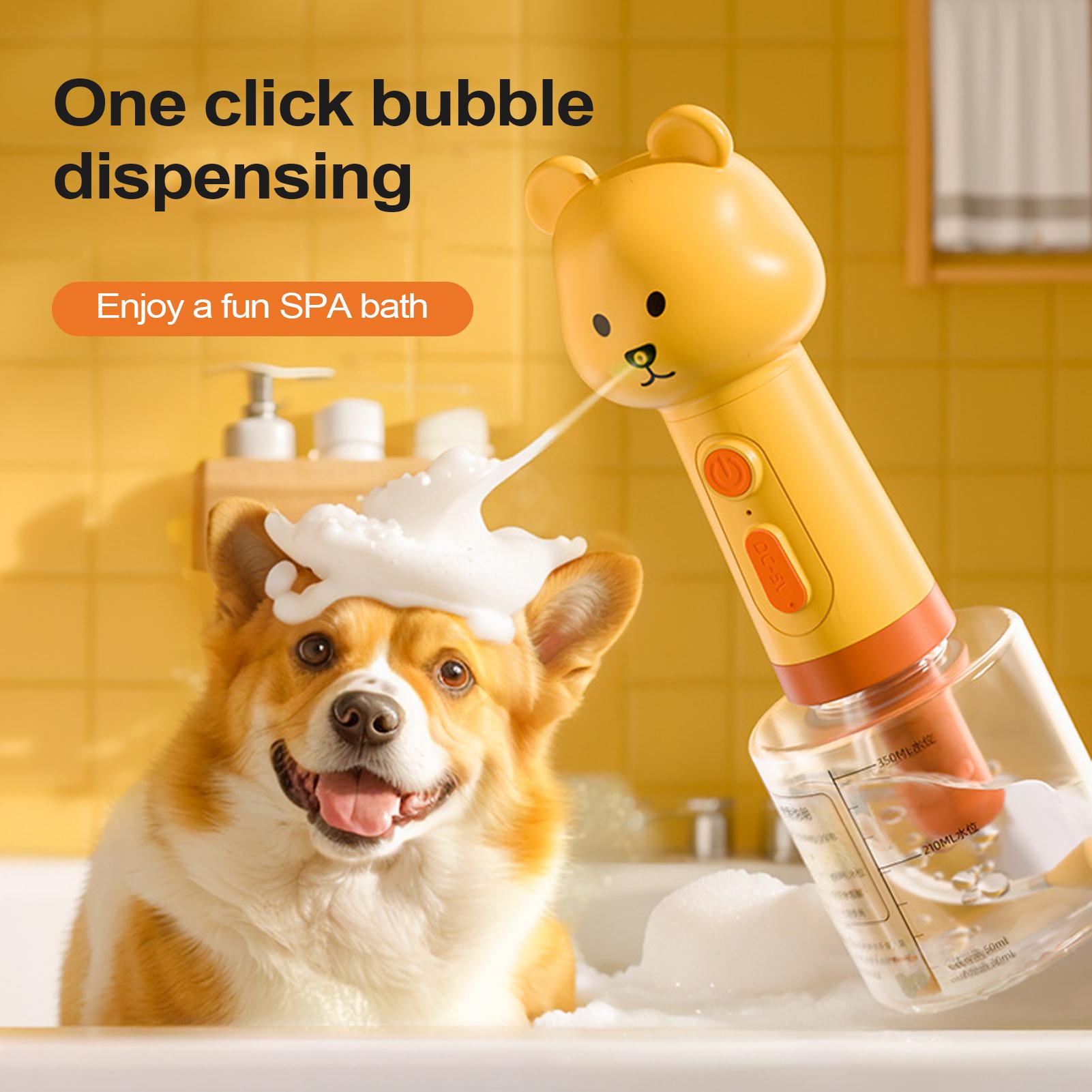 Dog Shampoo Foamer Sprayer Pet Shampoo Dispenser Bear Design Foamer For Odor Control Outdoor Washing Kennel Cleaning Paw Pet giallo