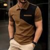New Men's  Short Sleeve Polo Shirt Color Block Streetwear Lapel Tshirts for Men Summer Jogging Sport Tops Loose Basic Splice Top