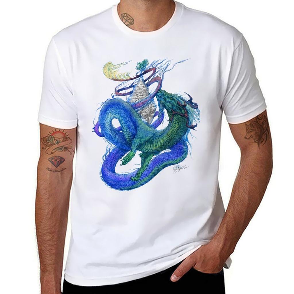 Colorful Dragon Wrapping Tshirt Casual Everyday Short Sleeve Tshirt