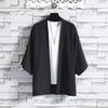 Spring Summer Men Blouse Cardigan Chinese Style Three-Quarter Sleeves Open Stitch Comfortable Fit Everyday Wear School Dating Mid Length Top